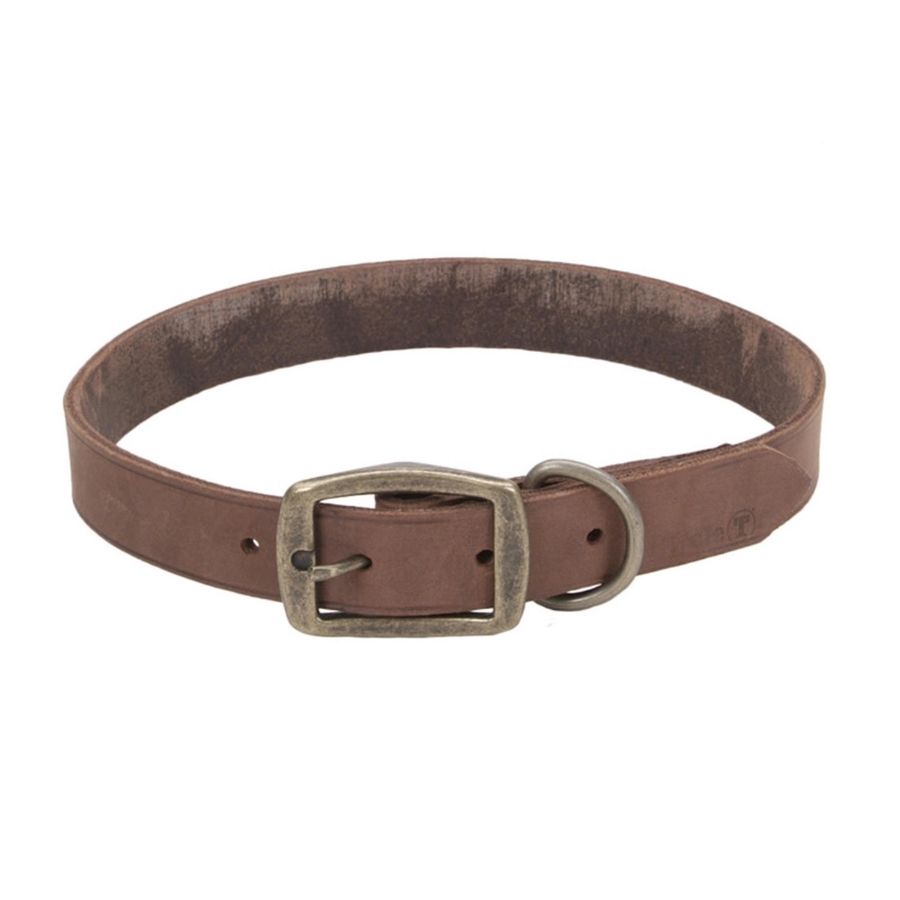 Rustic leather town dog collar, chocolate 1" X 20", , large image number null